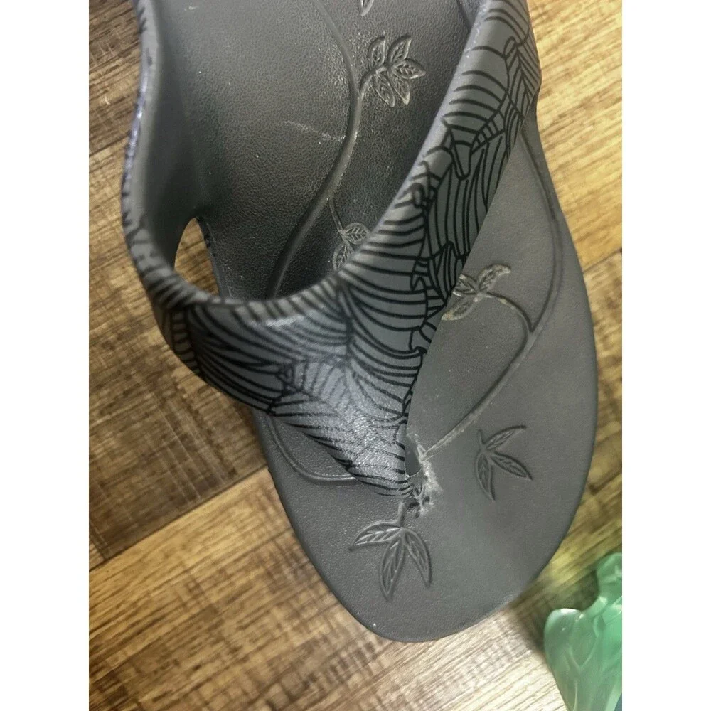 Alegria Gray And Black Synthetic Thong Slip-On  Sandals Comfort Women Size 8